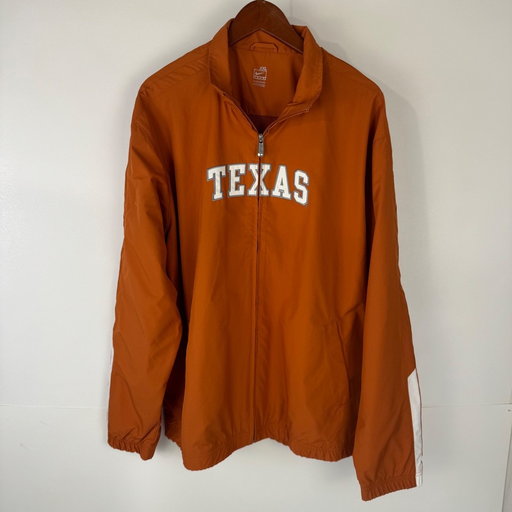 Nike Jacket Mens XXL Orange Texas Longhorns Windbreaker Full Zip NCAA Sideline